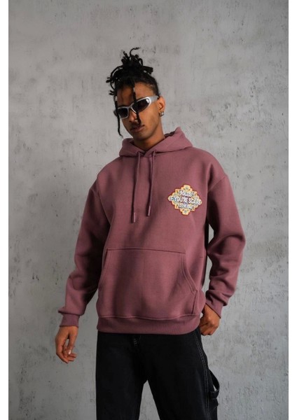 Erkek Kilim Desen Kapüşonlu Sweat - Gül Kurusu modelleri