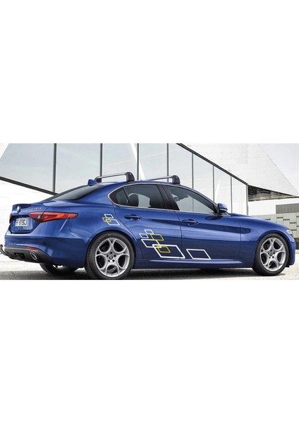 Yan Kapı Kare Desenli Şerit Sticker Etiket Modeli