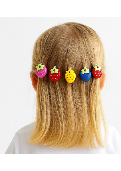 Çilekli Kız Bebek Toka 6 Adet