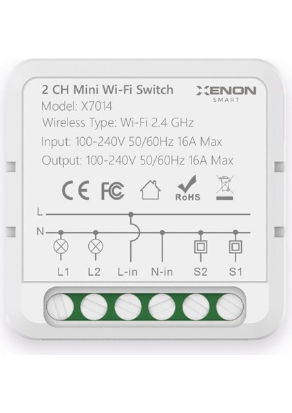 Uyumlu Wifi Iki Çıkışlı Akıllı Anahtar Ikili Switch