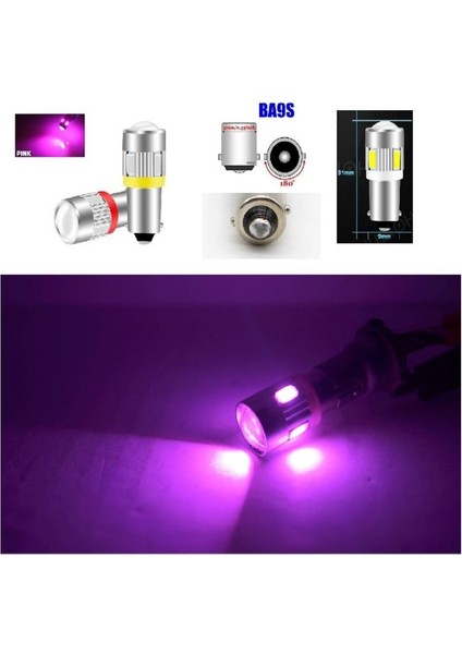 ( 2 x Adet ) 1 Takım T4 53 & H6 LED Ampul Gösterge Gündüz Sürüş Park Ampulu LED Pembe (Pınk)