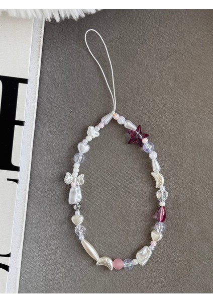 Pembe Beyaz Charm Telefon Charm, Yıldız Telefon Askısı fiyatları