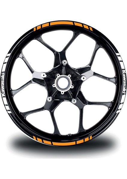 Kawasakı Yazılı Kısa Yazısız Kısa Dış Şerit 16'lı Çift Renk Jant Sticker Modeli