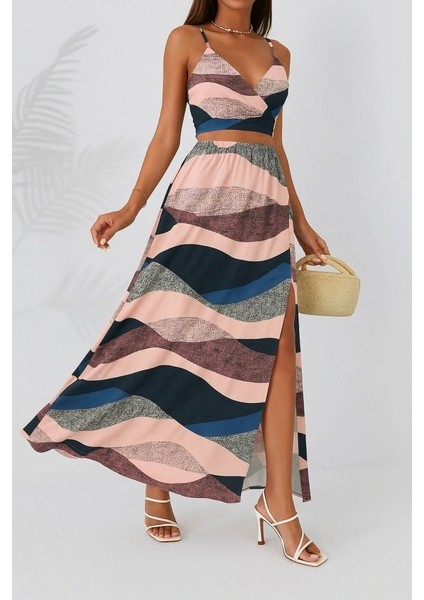 Kadın Kolsuz Askılı Crop Ikili Süprem Takım