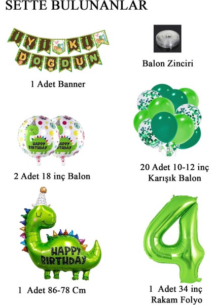 4 Yaş Dinazor Temalı Doğum Günü Seti fiyatları
