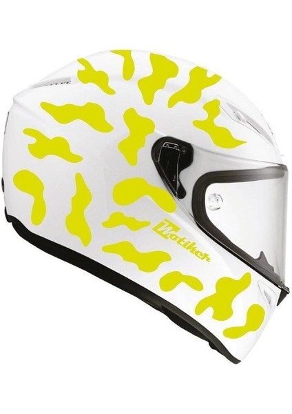 Neon Sarı Kamuflaj Kask Sticker Modeli