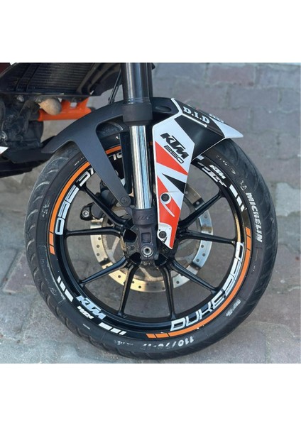 Ktm Duke 125/250/390 Motosiklet Jant Sticker Etiket Modeli Iç & Dış Set Turuncu modelleri