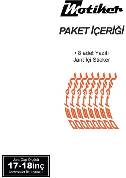 Yb Neon Turuncu Cfmoto 450NK Yazılı 8 Li Jant Içi Yazı Sticker fırsatları