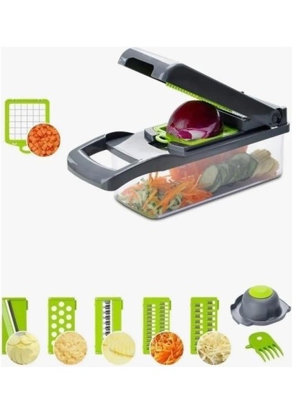 Veggie Slicer Sebze Doğrayıcı 14 In 1 Mutfak Şefi Parçala Dilimle Doğra Rendele