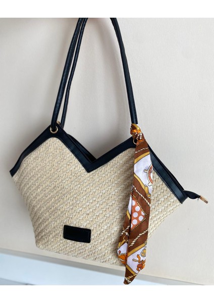 Hasır Fular Detaylı Modern Şık Kadın Omuz Çantası modelleri