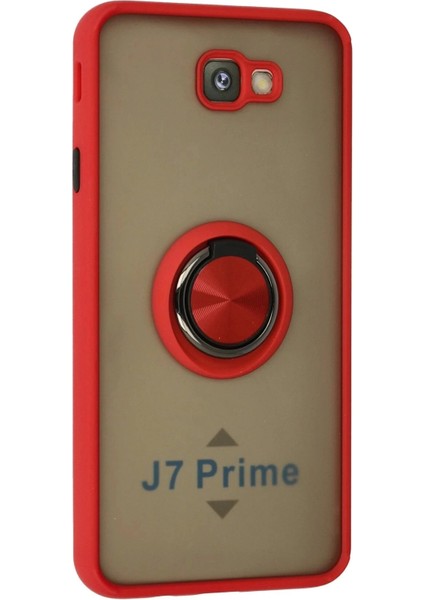 Samsung Galaxy J7 Prime Kılıf Montreal Yüzüklü Silikon Kapak - Kırmızı fiyatları