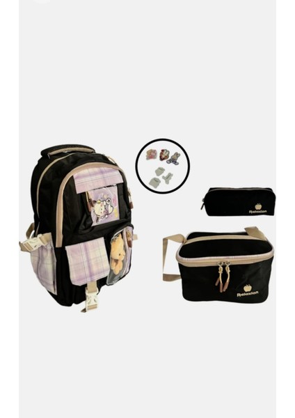Relaxion Kore Tarzı Unisex Çocuk Üçlü Set Ilkokul Sırt Çantası fiyatları