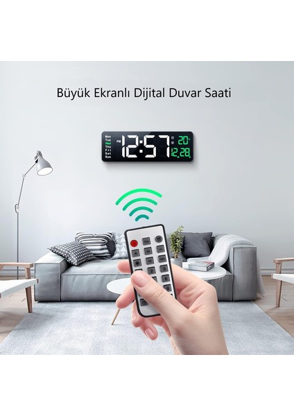 LED Ekranlı Dijital Duvar Saati Çift Alarm Sıcaklık Takvim Gösterimi Geri Sayım Otomatik Karartma Uzaktan Kumandalı Haftalık Gösterimli Parlaklık Ayarlı Zamanlayıcılı fiyatları