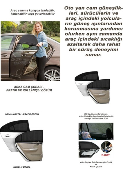Smart Roadster (2003-2005) Uyumlu 2 Adet Oto Yan Cam Güneşliği, Arka Cam Güneşliği/perde modelleri