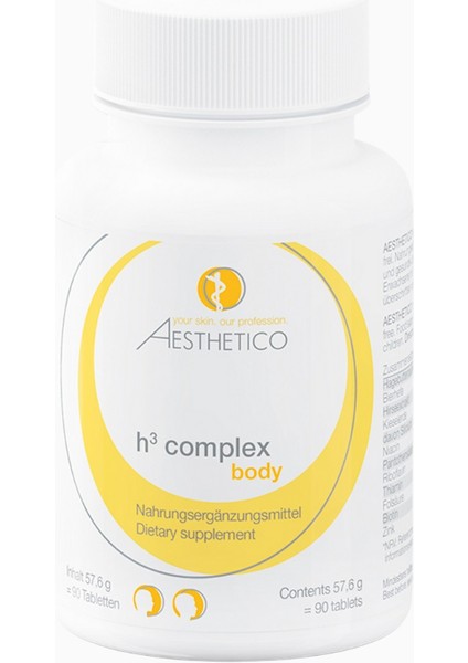 H³ Complex Tabletten, Saç ve Cilt Için Vitamin Takviyesi, Vegan Formül