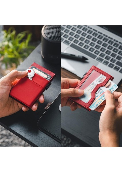 Edc Bölmeli ve Kimlik Pencereli Kredi Kartı Cüzdanı, Ince Metal Gövde, Pop-Up Kart Mekanizması fırsatları