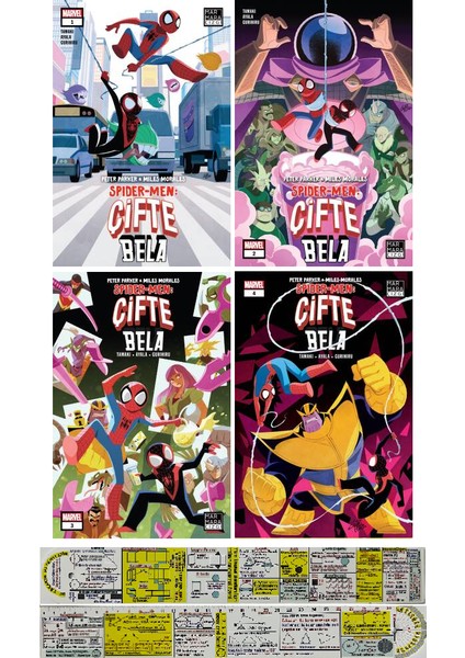 Çifte Bela Spider Man - Miles Morales 4'lü Çizgi Roman Seti + Mat. Öğreten Cetvel