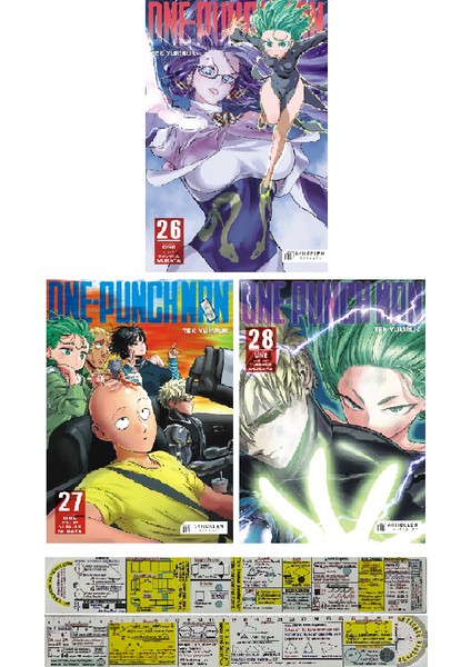 One Punch Man 26-27-28. Ciltler Manga Seti + Mat. Öğreten Cetvel