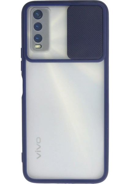 Vivo Y11S Kılıf Palm Buzlu Kamera Sürgülü Silikon - Lacivert Svlrs