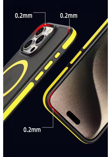 IPhone 14 Pro Max Uyumlu Kılıf Magsafe Özellikli Darbe Emici Şeritli Silikon Kapak