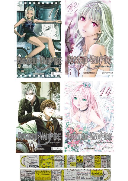 Rosario + Vampire 2. Sezon 11-12-13-14. Ciltler Manga Seti + Mat. Öğreten Cetvel