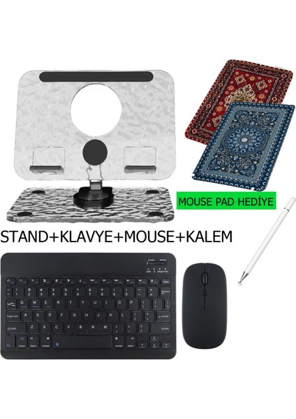 Redmi Pad Pro 12.1'' Uyumlu Stand Klavye Mouse Kalem Set Mouse Pad Hediye