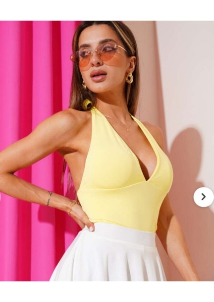 Intive V Yaka Çıkarılabilir Padli Boyundan Bağlamalı Croptop/büstiyer fiyatları