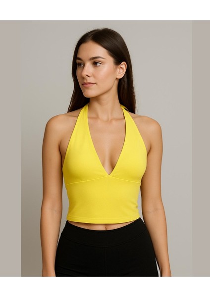 Intive V Yaka Çıkarılabilir Padli Boyundan Bağlamalı Croptop/büstiyer modelleri