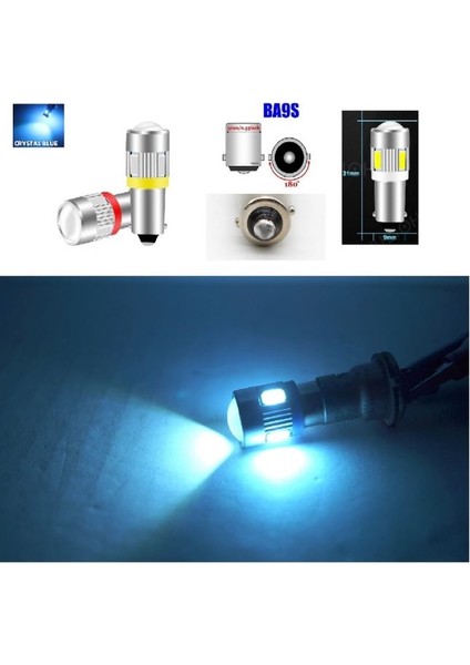 ( 2 x Adet ) 1 Takım T4 53 & H6 LED Ampul Gösterge Gündüz Sürüş Park Ampulu LED Kristal Mavi (Crystal Blue)