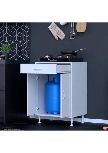 DOQU (L) Set Ocak Altı Dolap 65x88x56 cm Çekmeceli, Kapaklı ve 1 Gözlü Tüp Bölmelidir fırsatları