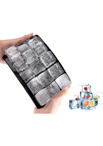 Home 2 Adet Kare Buz Kalıbı, 15 Bölmeli Çok Amaçlı Buz Küpü Kalıbı, Kolay Serbest Bırakma Özelliği, Kahve ve Ev Yapımı Içecekler Için Ideal Dondurucu Kalıpları (2 Adet)
