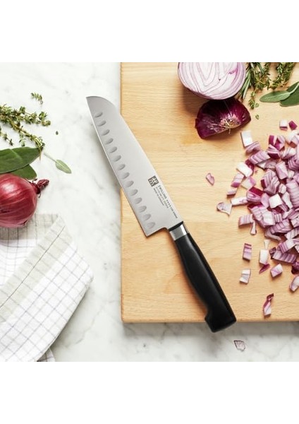 Four Starsantoku Bıçağı, 18 Cm, Oluklu Kenar modelleri