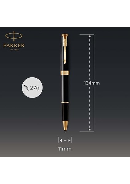 Sonnet Roller Kalem | Altın Süslemeli Siyah Boya | Ince Uç | Siyah Mürekkep | Hediye Kutusu modelleri