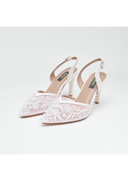 Kısa Topuk Boncuk Aksesuarlı Kadın Abiye Ayakkabı fiyatları