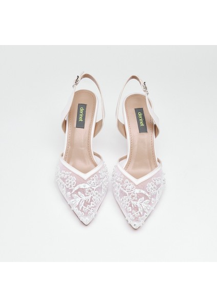 Kısa Topuk Boncuk Aksesuarlı Kadın Abiye Ayakkabı modelleri