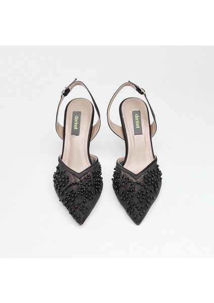 Kısa Topuk Boncuk Aksesuarlı Kadın Abiye Ayakkabı modelleri