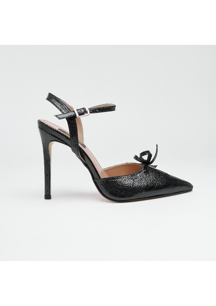 Topuklu Fiyonk Aksesuarlı Kadın Abiye Ayakkabı