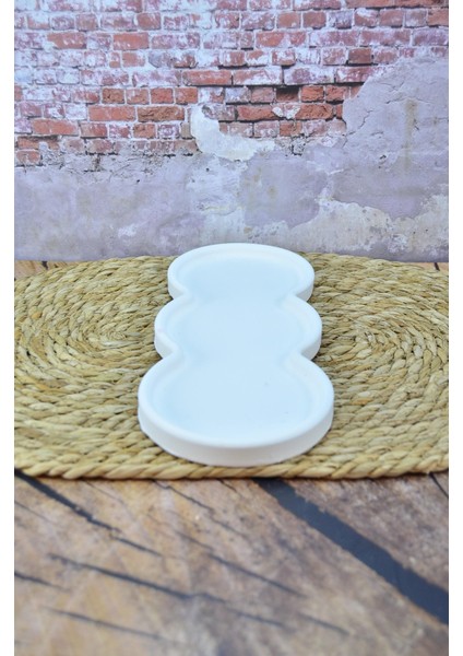 Üç Bölmeli Taş Tozu Dekoratif Tepsi Mumluk Sunum modelleri