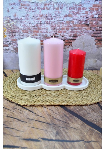 Üç Bölmeli Taş Tozu Dekoratif Tepsi Mumluk Sunum fırsatları