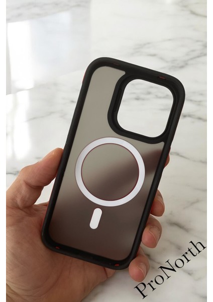 IPhone 15 Pro Uyumlu Kılıf Magsafe Özellikli Darbe Emici Şeritli Silikon Kapak modelleri