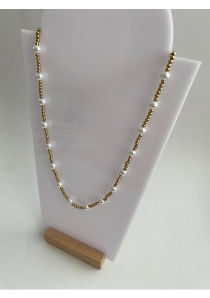 Xuping Incili Boncuk Taşlı Gold Kolye