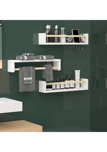 3 Adet Mdf Montessorie Çocuk Odası Eğitici Kitaplık Raf, Baharat Rafı, Banyo Organizer, Mutfak Organizer