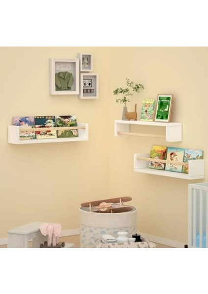 3 Adet Mdf Montessorie Çocuk Odası Eğitici Kitaplık Raf, Baharat Rafı, Banyo Organizer, Mutfak Organizer fiyatları