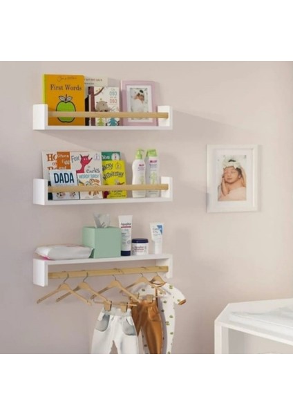 3 Adet Mdf Montessorie Çocuk Odası Eğitici Kitaplık Raf, Baharat Rafı, Banyo Organizer, Mutfak Organizer fırsatları