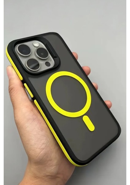 IPhone 15 Pro Uyumlu Kılıf Magsafe Özellikli Darbe Emici Şeritli Silikon Kapak modelleri