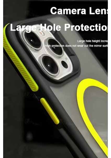 IPhone 15 Pro Uyumlu Kılıf Magsafe Özellikli Darbe Emici Şeritli Silikon Kapak