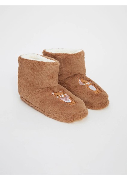 Lcw Steps Nakışlı Pelüş Kız Çocuk Ev Botu Panduf (W5)