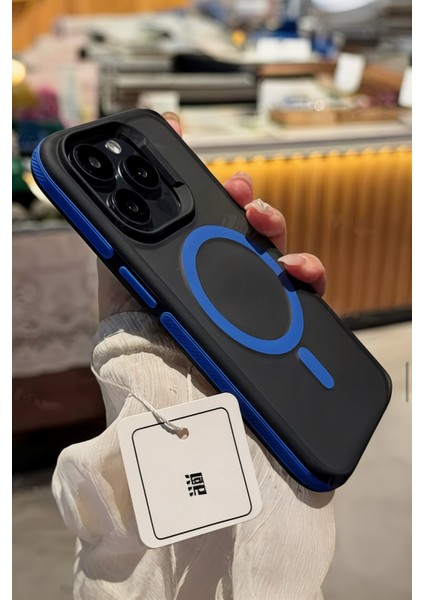IPhone 15 Pro Max Uyumlu Kılıf Magsafe Özellikli Darbe Emici Şeritli Silikon Kapak indirimleri
