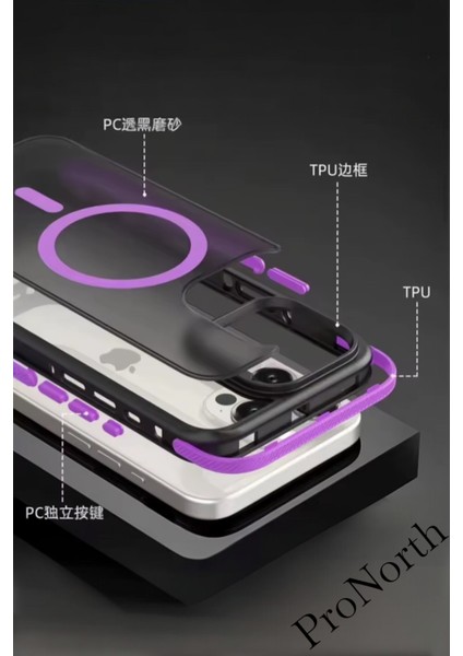 Iphone 14 Pro Uyumlu Kılıf Magsafe Özellikli Darbe Emici Şeritli Silikon Kapak
