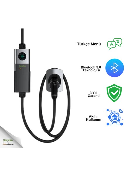 Charge Max 3 - 22 Kw Taşınabilir Araç Şarj Cihazı (Wifi+Bluetooth Mobil Uygulama)